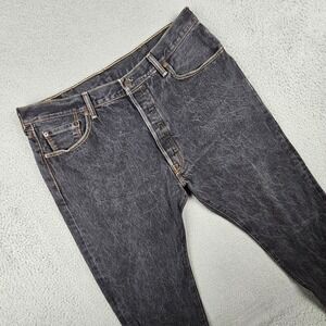 Levi's 501 Jeans Mens 36x28 Washed Black Straight Leg Button Fly Workwear